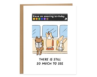 Amazing NYC Subway Birthday Card, Corgi Birthday Card, Happy Birthday, New York City, train, NYC, New Yorker