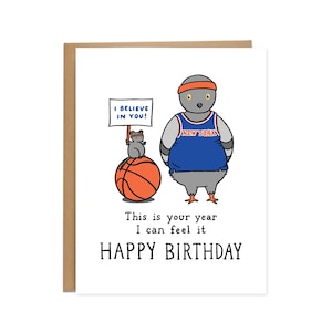 Your Year NY Knicks Birthday Card, NYC Birthday Card, Knicks Funny Gift, Rat & Pigeon, New Yorker
