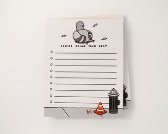 Pigeon Notepad, NYC Notepad, To Do List Notepad, Cute Motivational Notepad, Checklist, Bird Notepad
