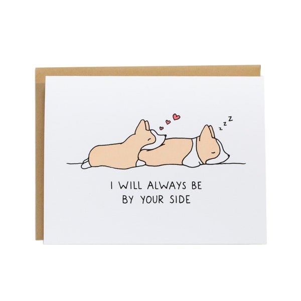 Always By Your Side Card, Corgi Card, Corgi Anniversary Card, Corgi Love Card