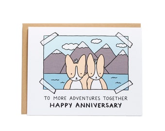 To More Adventures Together Anniversary Card, Corgi Card, Corgi Anniversary