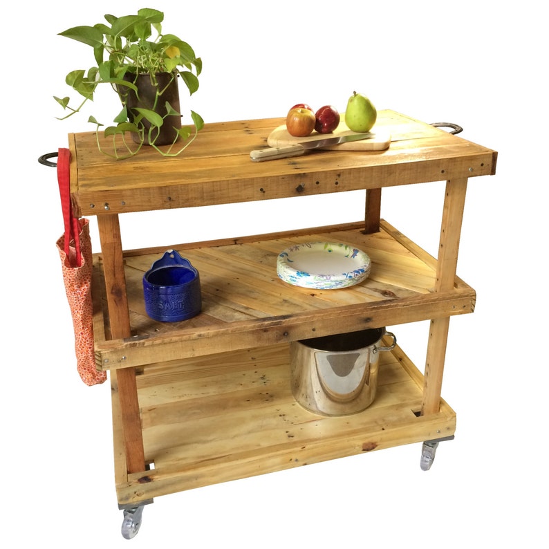 Large Industrial Rustic Bar or Kitchen Cart / Island Made to Etsy