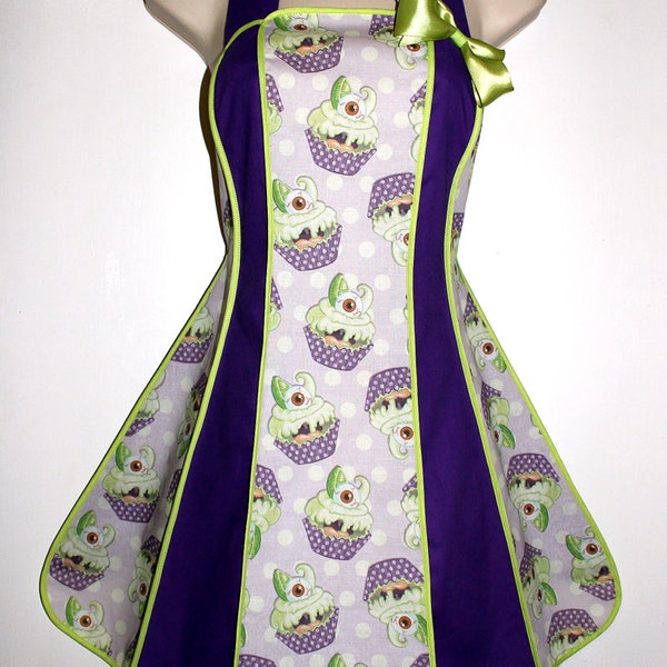 Vintage inspired Halloween apron - Monster Cupcake stylist / kitchen apron by XO Skeleton Creations