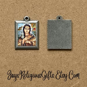 Saint Kateri Tekakwitha Pewter Necklace Pendant - Catholic Patron Saint Portrait Gift for her - Religious Jewelry Gift for Women
