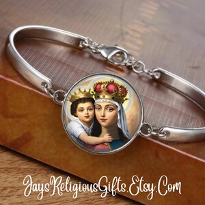 CHOOSE FINISH - Our Lady of Good Remedy Cuff Bracelet - Catholic Rosary Bracelet for Women - Religious Patron Saint Jewelry Gift for her