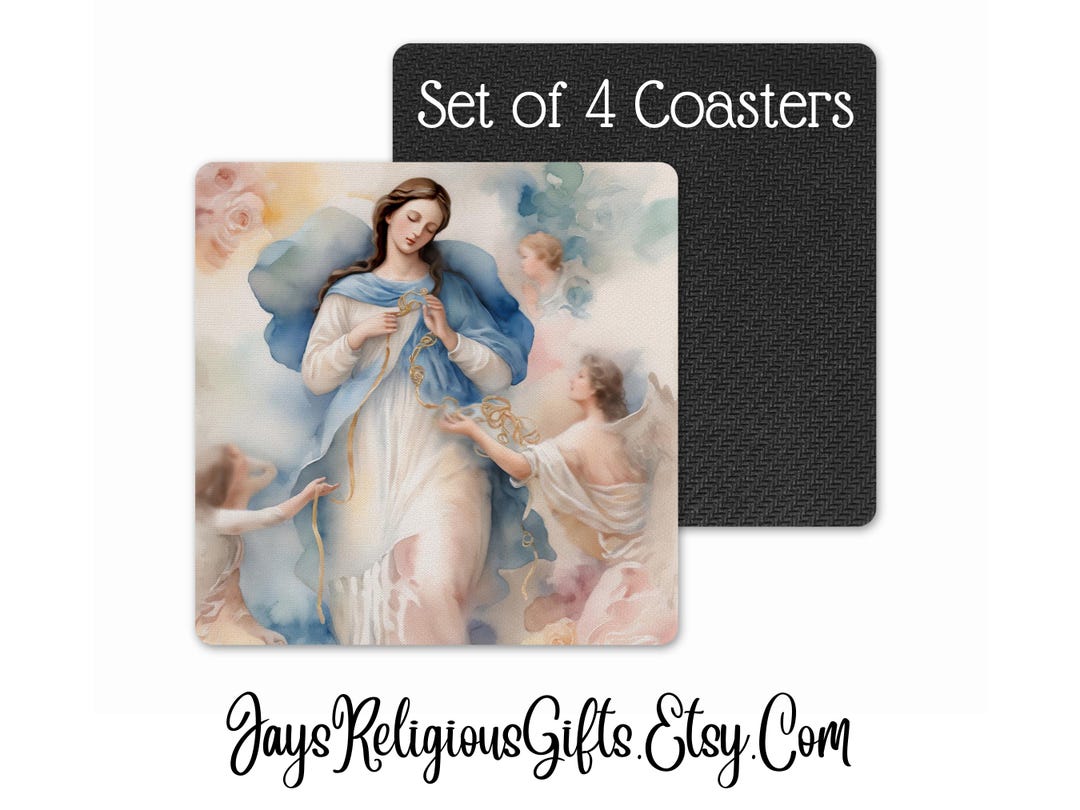 Set of 4 Our Lady Undoer of Knots Neoprene Coasters - Catholic Coaster ...