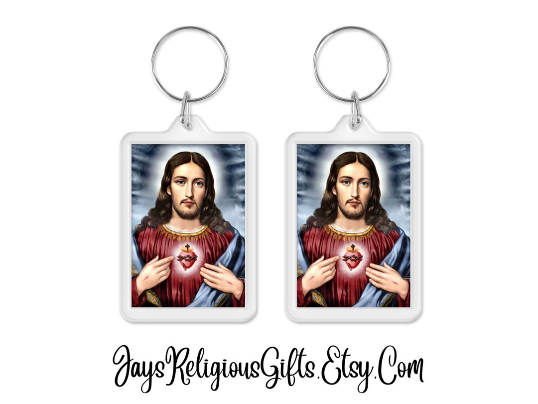 Catholic Keycaps Sacred Heart of Jesus Acrylic Keychain - Catholic Key Chain Keyring ...