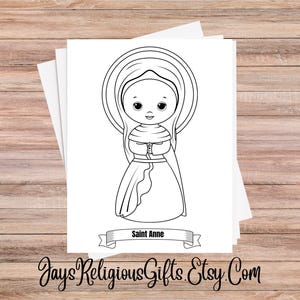 Saint Anne Coloring Page for Children - Religious PNG Digital Download for Catholic School - Catholic Bible Study Coloring Page for Kids