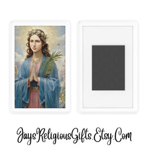 Saint Maria Goretti Acrylic Magnet - Religious Picture Gift for her - Portrait Kitchen Fridge Magnet - Catholic Photo Gift for Women