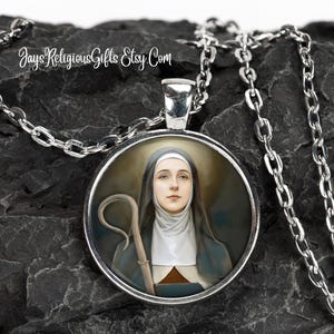 Saint Colette de Corbie Silver Necklace - Catholic Patron Saint Pendant Gift for her - Religious Photo Jewelry Gift for Women