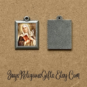 Saint Catherine of Siena Pewter Necklace Pendant - Catholic Patron Saint Portrait Gift for her - Religious Jewelry Gift for Women