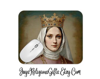 Saint Elizabeth of Portugal Large Mousepad - Catholic Patron Saint Mouse Pad for her - Religious Laptop Computer Mousepad Gift for Women