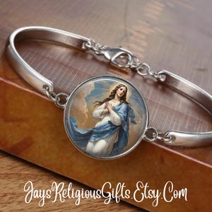 CHOOSE FINISH - The Immaculate Conception Cuff Bracelet - Catholic Rosary Bracelet for Women - Religious Saint Jewelry Gift for her