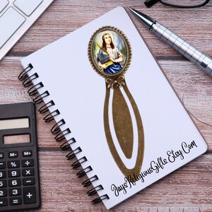Saint Cecilia of Rome Bronze Photo Bookmark - Catholic Patron Saint Bible Study Gift for her - Religious Book Reader Gift for Women