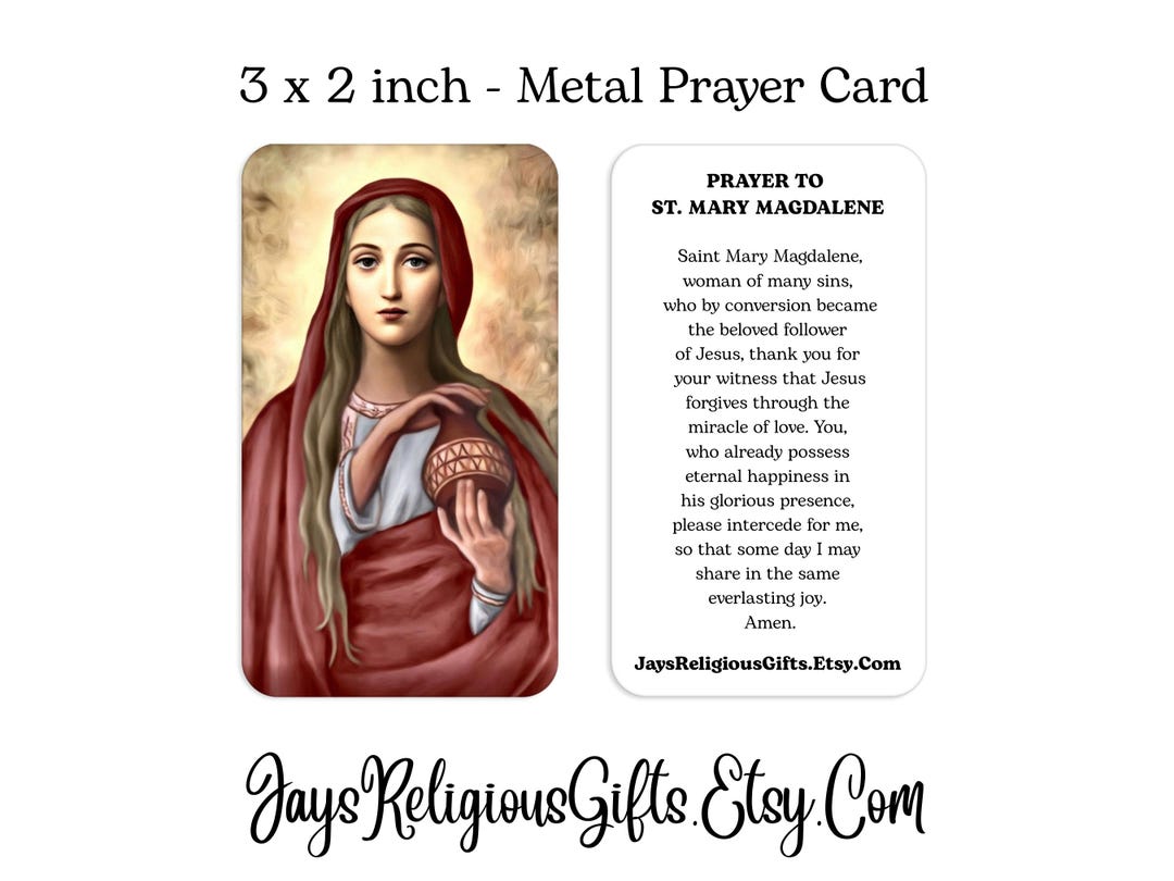 Saint Mary Magdalene Metal Prayer Card - Catholic Wallet Prayer Card ...