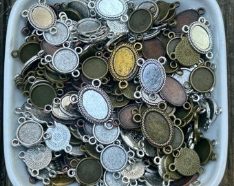 MIXED LOT of 50 Blank Rosary Centerpieces - Catholic Center for Rosaries - Religious Jewelry Parts for Rosary Beads