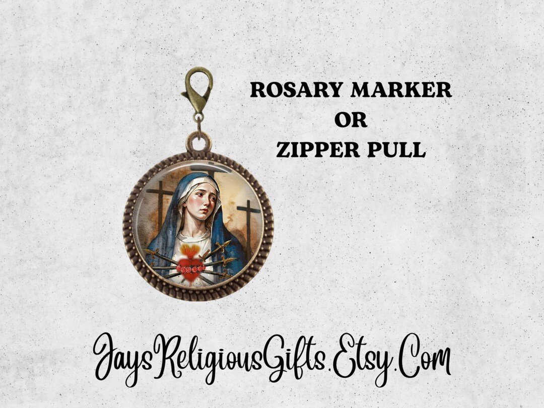 Bronze or Silver - Our Lady of Sorrows Rosary Marker - Catholic Patron ...