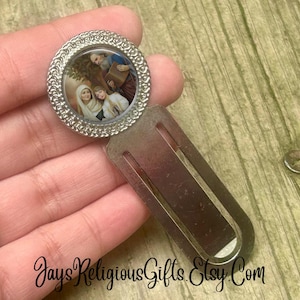 Saint Anne with Child and Saint Joachim Silver Photo Bookmark - Catholic Bible Study Gift for her - Religious Book Reader Gift for Women