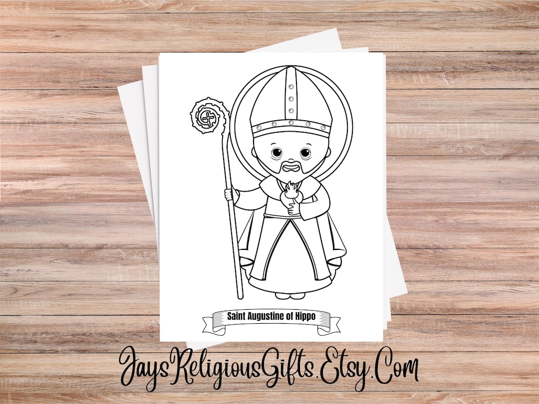 Saint Augustine of Hippo Coloring Page for Children - Religious PNG ...