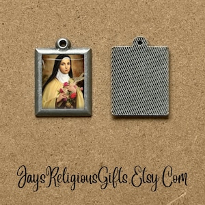 Saint Therese of Lisieux Pewter Necklace Pendant - Catholic Patron Saint Portrait Gift for her - Religious Jewelry Gift for Women