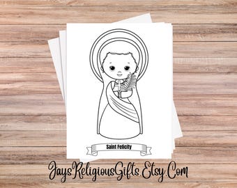 Saint Felicity Coloring Page for Children - Religious PNG Digital Download for Catholic School - Catholic Bible Coloring Page for Kids