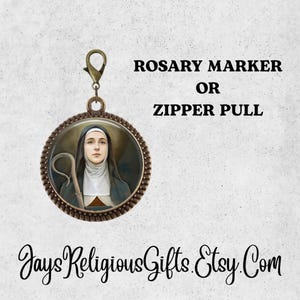 Bronze or Silver - Saint Colette de Corbie Rosary Marker - Catholic Saint Zipper Pull for her - Religious Rosary Marker Gift for Women