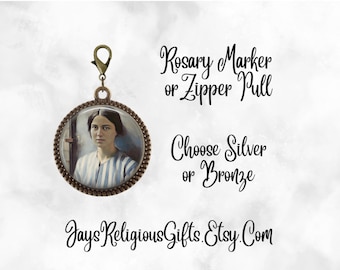 Bronze or Silver - Saint Teresa Benedicta of the Holy Cross Rosary Marker - Catholic Zipper Pull for her - Rosary Marker Gift for Women