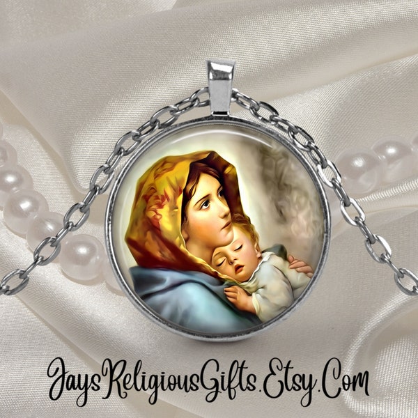 Madonna of the Streets Silver Necklace - Catholic Patron Saint Pendant Gift for her - Religious Photo Jewelry Gift for Women