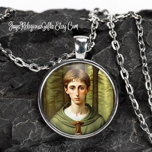 Saint Tarcisius Silver Necklace - Catholic Patron Saint Pendant Gift for him - Religious Photo Jewelry Gift for Men