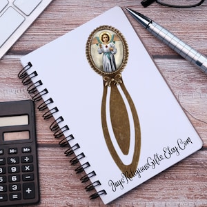 Divine Child of Jesus Bronze Photo Bookmark - Catholic Patron Saint Bible Study Gift for her - Religious Book Reader Gift for Women