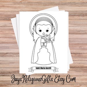 Saint Maria Goretti Coloring Page for Children - Religious Digital Download for Catholics - Catholic Bible Study Coloring Page for Kids