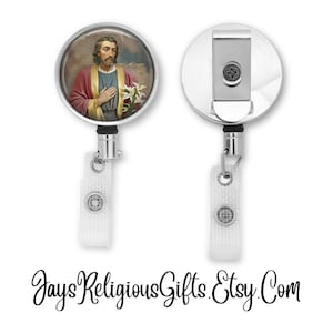 Saint Joseph the Worker Badge Reel - Catholic Patron Saint Badge Reel Holder Gift for Nurses - Religious Lanyard Gifts for Women