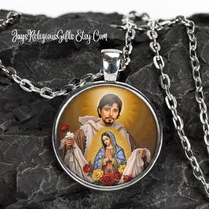 Saint Juan Diego (Guadalupe) Silver Necklace - Catholic Patron Saint Pendant Gift for him - Religious Photo Jewelry Gift for Men