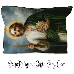 Saint Jude of Thaddeus Rosary Pouch - Custom Catholic zippered Case for him - Catholic Case for Rosary Beads - Religious Gift for Men