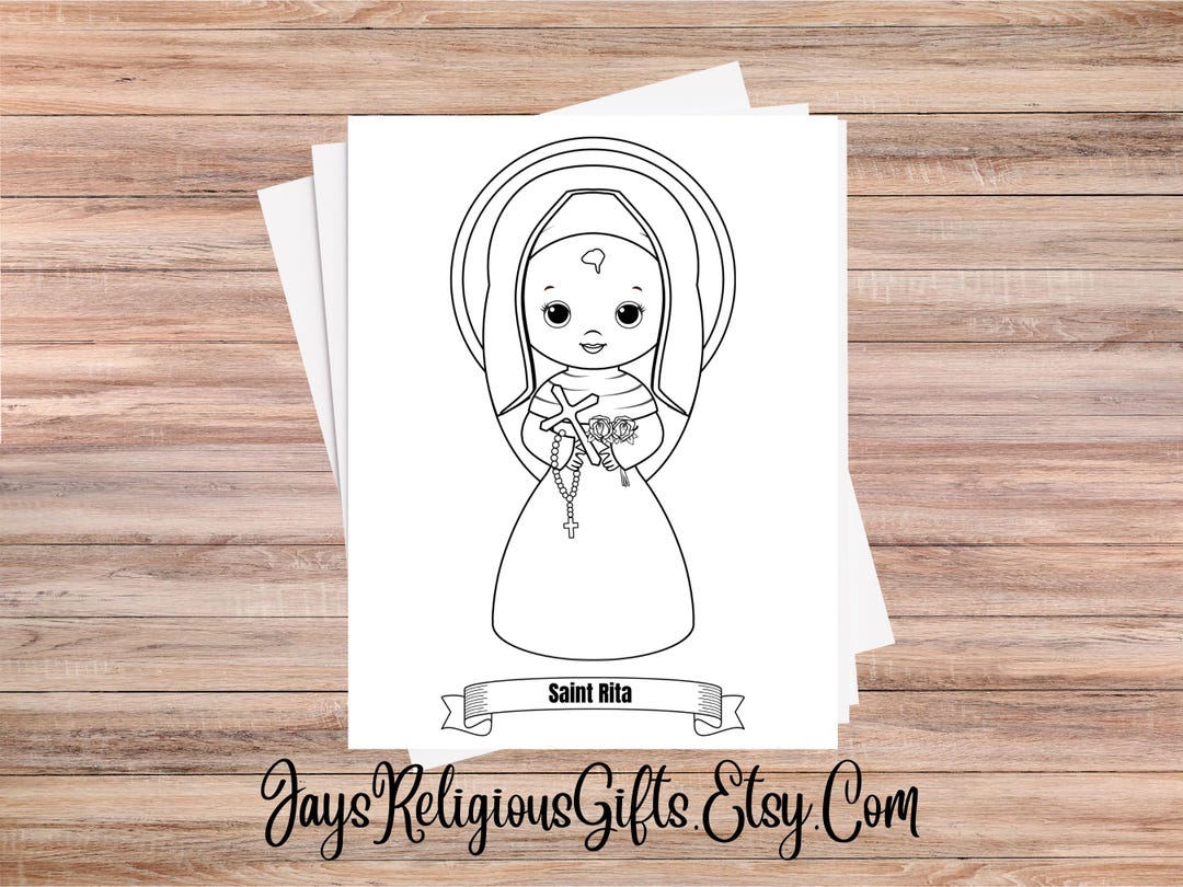 Saint Rita of Cascia Coloring Page for Children - Religious PNG Digital ...