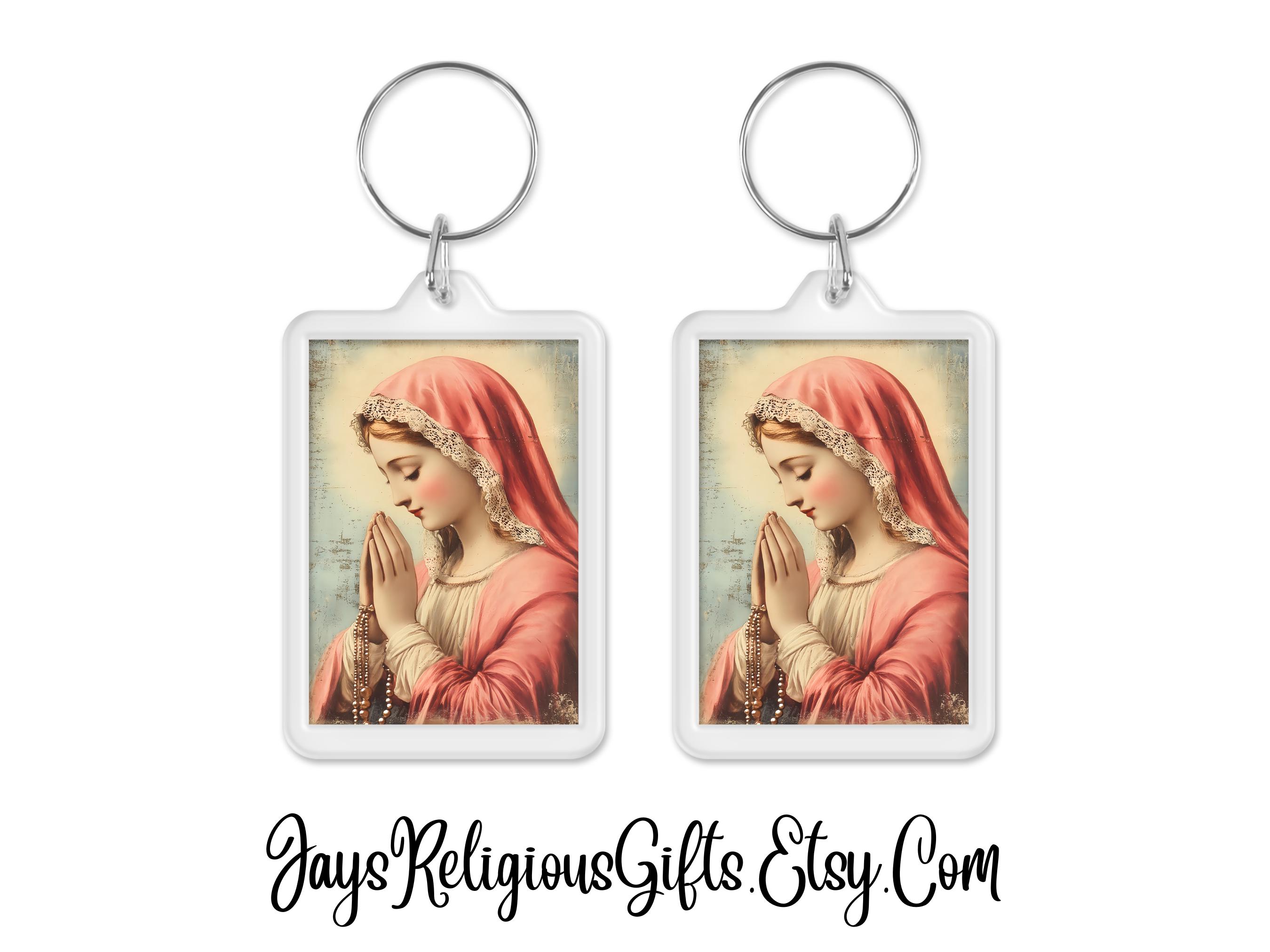 Our Lady Queen of the Most Holy Rosary Acrylic Keychain - Catholic Key ...
