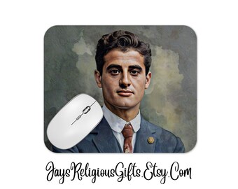 Saint Pier Giorgio Frassati Large Mousepad - Catholic Saint Mouse Pad for him - Religious Laptop Computer Mousepad Gift for Men