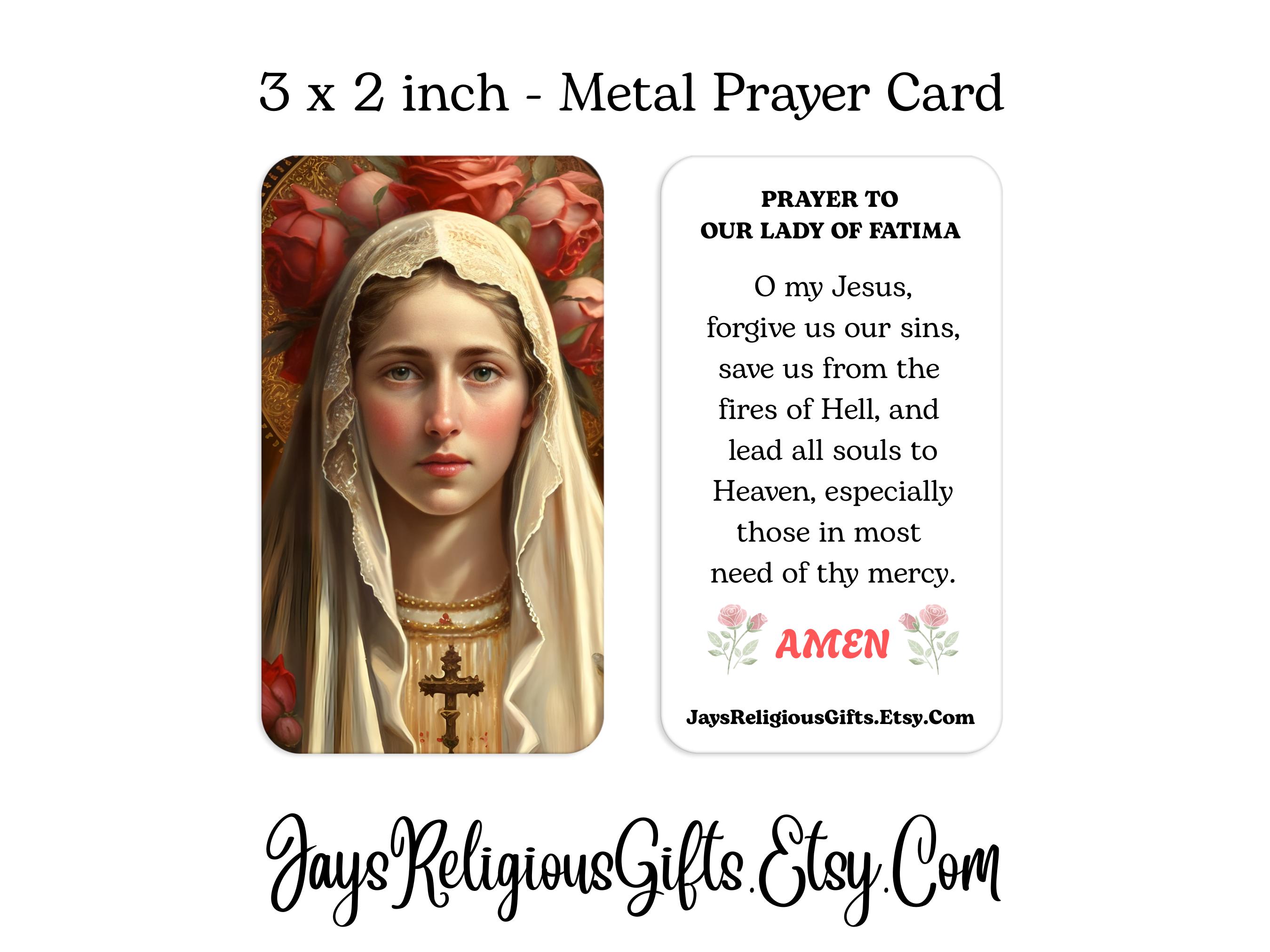 Our Lady of Fatima Metal Prayer Card - Catholic Wallet Prayer Card Gift ...