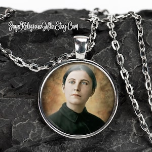 Saint Gemma Galgani Silver Necklace - Catholic Patron Saint Pendant Gift for her - Religious Photo Jewelry Gift for Women