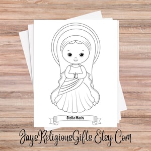 Stella Maris Coloring Page for Children - Religious Digital Download for Catholic School - Catholic Saint Bible Study Coloring Page for Kids