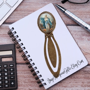 Our Lady of Grace Bronze Photo Bookmark - Catholic Patron Saint Bible Study Gift for her - Religious Miraculous Book Reader Gift for Women