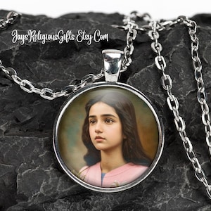 Saint Maria Goretti Silver Necklace - Catholic Patron Saint Pendant Gift for her - Religious Jewelry Gift for Women