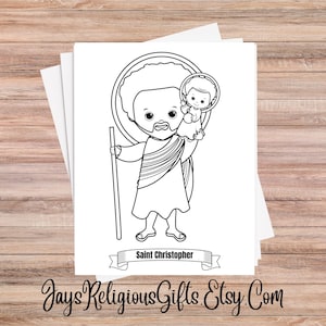 St. Christopher Colouring In Saint Christopher Coloring Page for Children - Religious PNG Digital ...