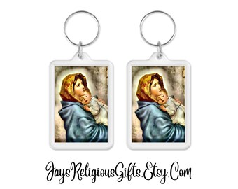 Madonna of the Streets Acrylic Keychain - Catholic Key Chain Keyring Lanyard Gift for her - Religious Key Fob Gift for Women