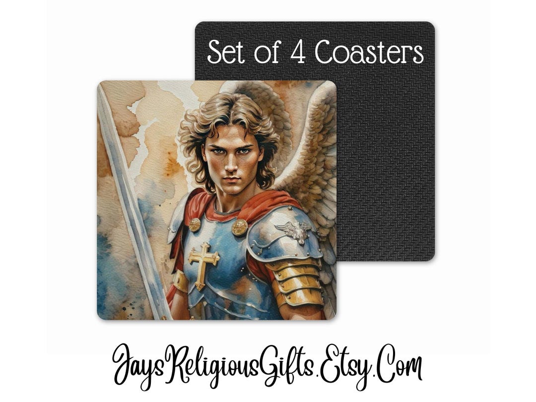 Set of 4 Saint Michael the Archangel Neoprene Coasters - Catholic ...