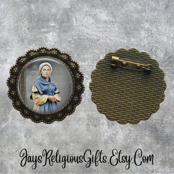 LARGE - Saint Bernadette Soubirous of Lourdes Bronze Brooch - Catholic Saint Brooch Gift for her - Religious Jewelry Pin Gift for Women