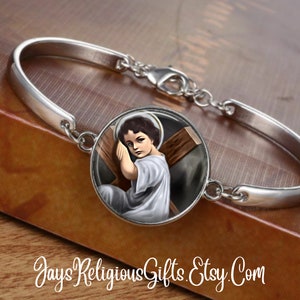 CHOOSE FINISH - Divine Child of Jesus Cuff Bracelet - Catholic Rosary Bracelet for Men - Religious Patron Saint Jewelry Gift for him