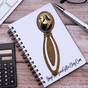 Saint Rita of Cascia Bronze Photo Bookmark - Catholic Patron Saint Bible Study Gift for her - Religious Book Reader Gift for Women