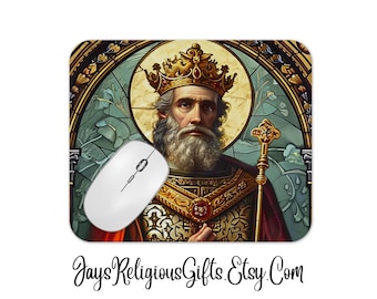 Saint Henry Large Mousepad - Catholic Patron Saint Mouse Pad for him - Religious Saint Laptop Computer Mousepad Gift for Men