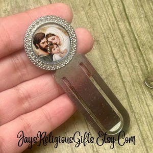 Holy Family Silver Photo Bookmark - Catholic Patron Saint Bible Study Gift for her - Religious Book Reader Gift for Women